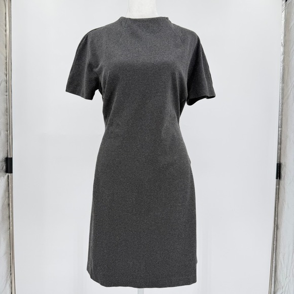 Theory Dresses & Skirts - Theory Womens Gray Stretch Knit Short Sleeve Shift Dress Size Large